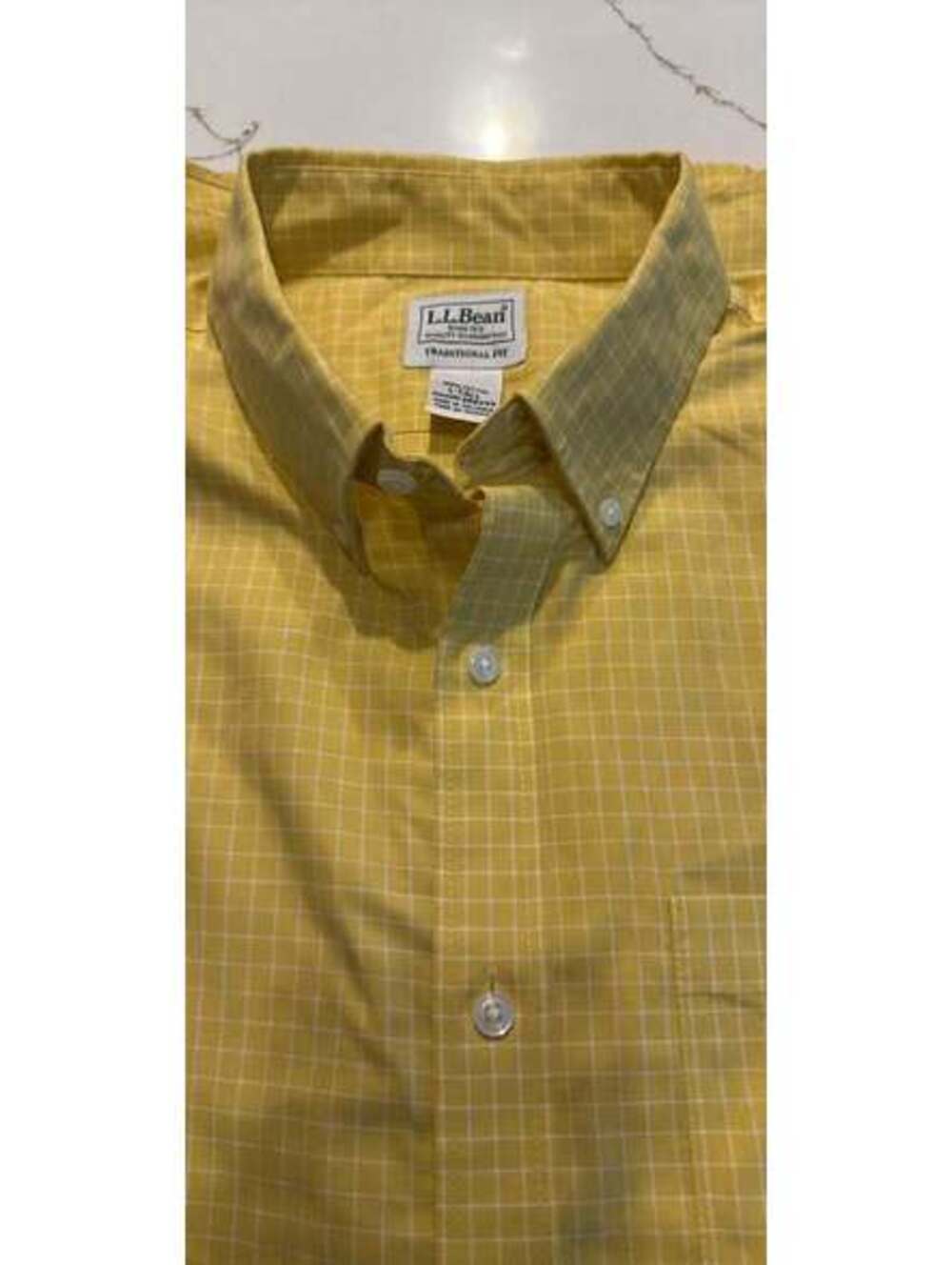 L.L. Bean Men's Yellow Windowpane Button-Down Shirt
